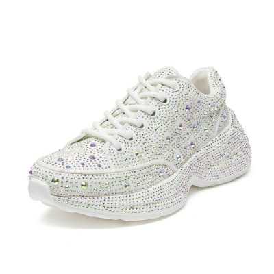 Sneakers Women Trend 2022 New Spring Platform Lace Up Rhinestone Women Casual Shoes Fashion Shiny Ladies Shoes