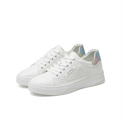 Women's Vulcanized Platform Shoes Flats Casual Shoes White Sneakers PU Leather Gliet Material Breathable Shoes for Ladies