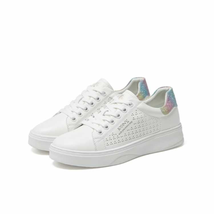 Women's Vulcanized Platform Shoes Flats Casual Shoes White Sneakers PU Leather Gliet Material Breathable Shoes for Ladies