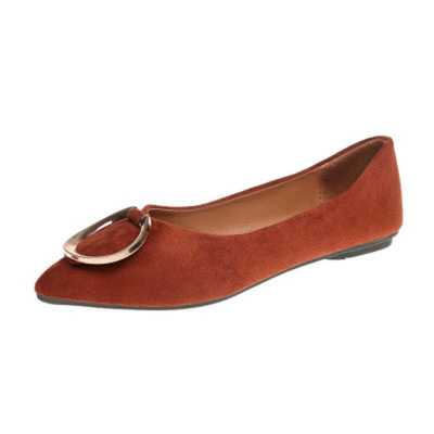New Spring Women Shoes Metal Circle Pointed Shallow Mouth Comfortable Single Shoes Women Suede Solid Solor Peas NO.62
