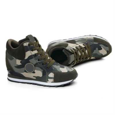 Big Size Height Increase Women Casual Canvas Shoes Camouflage Lace Up High Top Tenis Sneakers New Combat Trainers Shoes