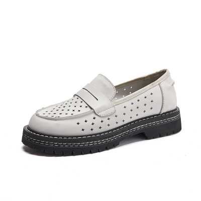 Women Shoes Summer 2021 New British Style Retro Real Leather Ladies Shoes Thick soled Natural Skin Sandals Women