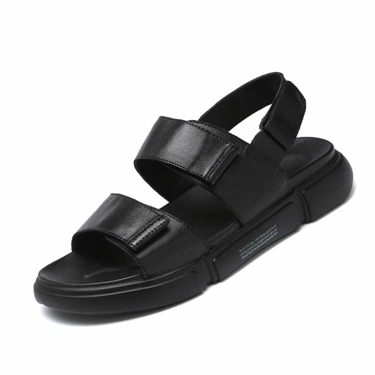 2021 Men's Summer Frst Layer Leather Sandals Fashion Black Genuine Leather Sandals Outdoor Beach Shoes Men Breathable Slippers