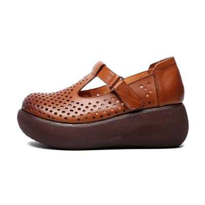 Women sandals platform wedges shoes 2021 new genuine leather women sandals thick bottom vintage,women sandals flat casual