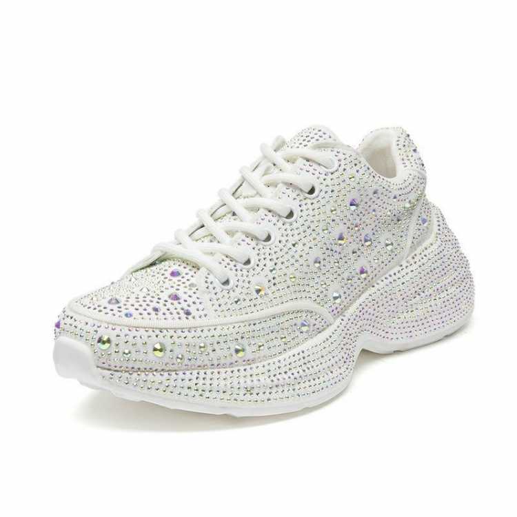 Sneakers Women Trend 2022 New Spring Platform Lace Up Rhinestone Women Casual Shoes Fashion Shiny Ladies Shoes