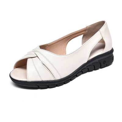 2021 Summer New Genuine Leather Women Sandals Flat Non slip Sandals Women Large Size Open toed Mother Casual Shoes Ladies