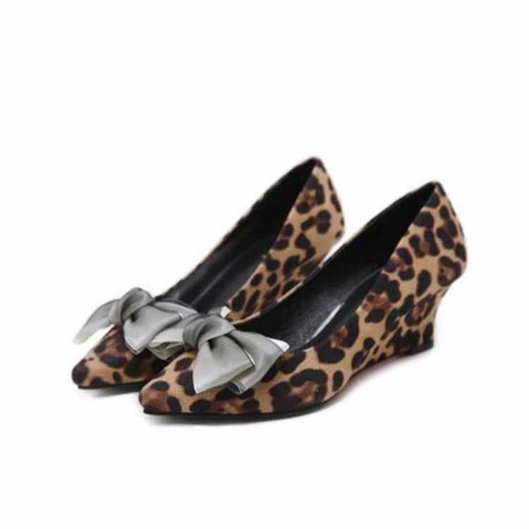 Wedge Women Pumps Shoes Spring Autumn Platform Flock High Heels 5 8CM Female Shoes Slip On Leopard Party Wedding Singles Shoes