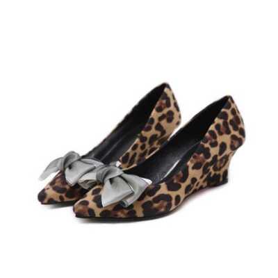 Wedge Women Pumps Shoes Spring Autumn Platform Flock High Heels 5 8CM Female Shoes Slip On Leopard Party Wedding Singles Shoes