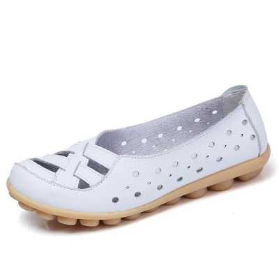 Women Flats Fashion Woman Moccasin Breathable Casual Loafers Shoes Women Genuine Leather Shoes Flats with Hollow Out